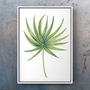 Modern minimalist green watercolor leaf art print